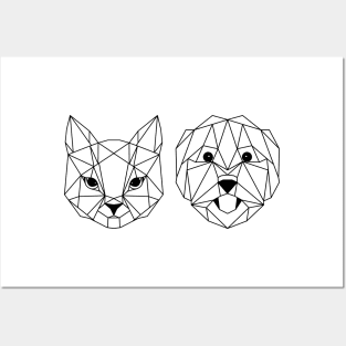 Geometric cat and dog Posters and Art